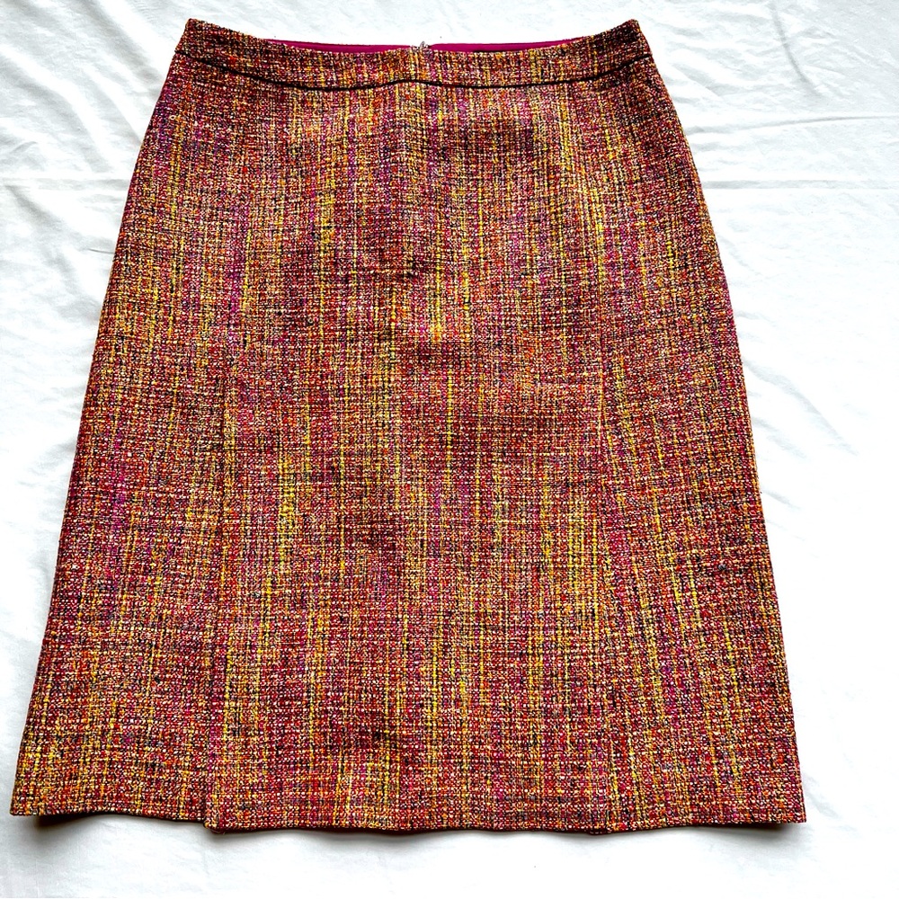 BCBGMaxAzria Multicolor Metallic Confetti Tweed Vented Pencil Skirt EUC SIZE 0